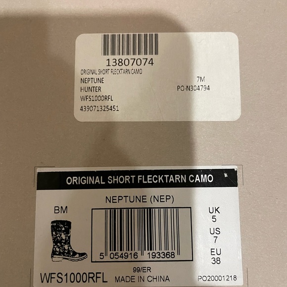 Hunter “Short Flecktarn Camo” Rain Boots Sz. 7 - Picture 3 of 3